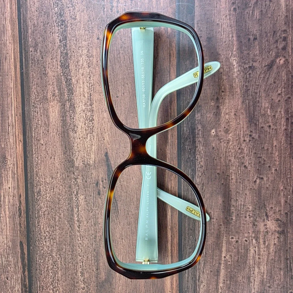 Ralph Lauren RA5138 Dark Havana Mint Green Square Eyeglass Frames 58-16-135